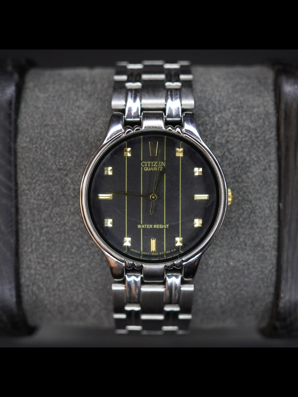 Vintage Citizen Quartz Black Dial Two Tone Men's Dress Watch Japan